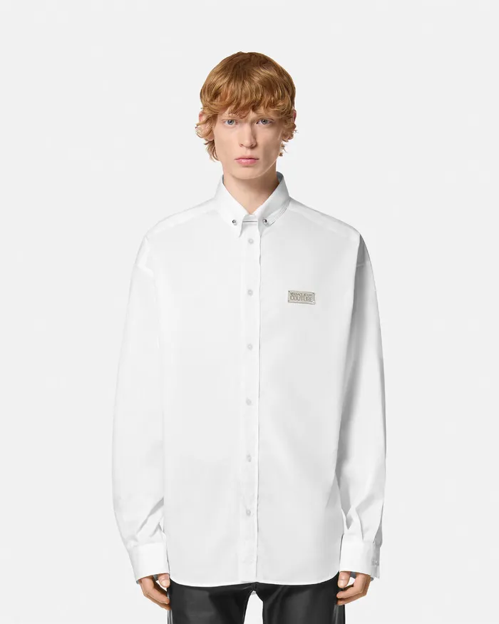 Versace Piercing RelaxedFit Shirt Whiteprint Men Jeans Couture