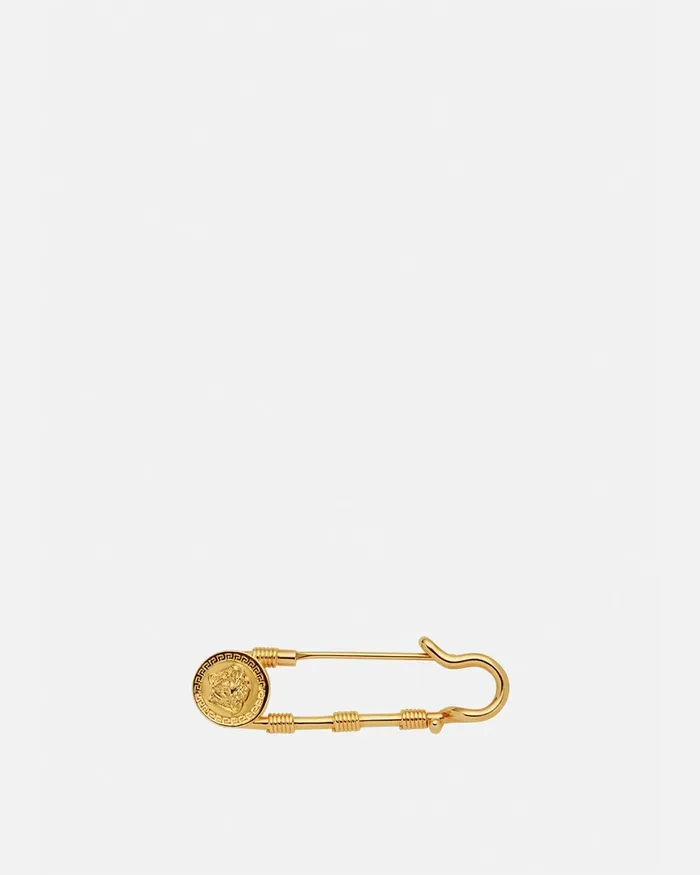 Versace Safety Pin Brooch Light Gold Women Brooches