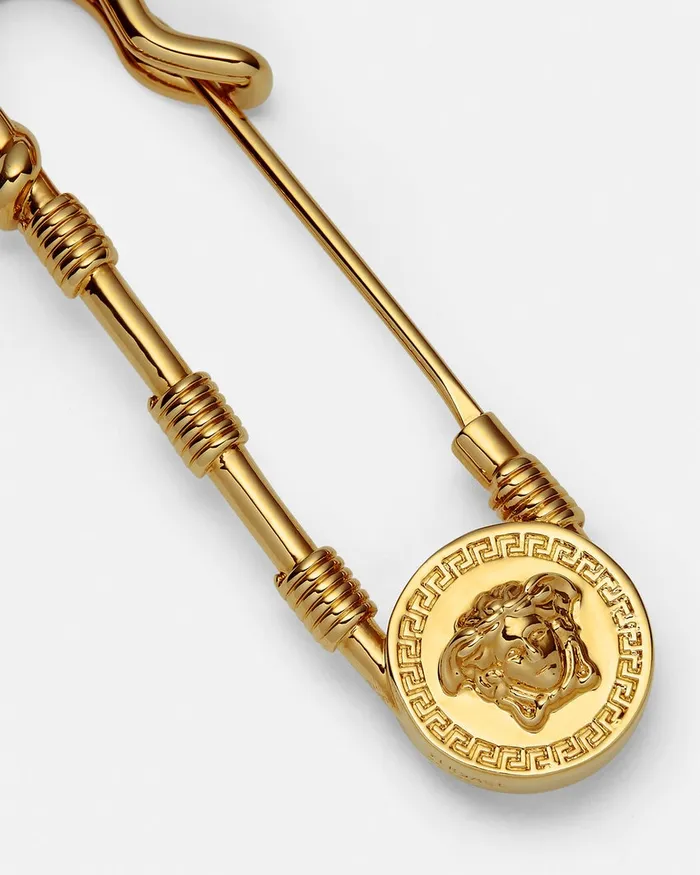 Versace Safety Pin Brooch Light Gold Women Brooches