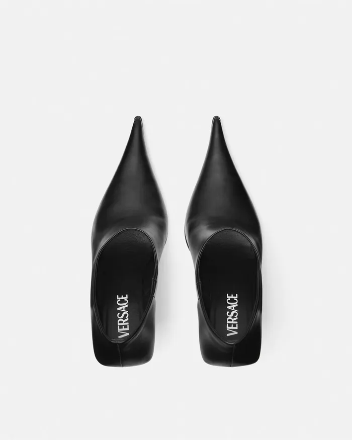 Versace Slice Ankle Boots 105 Mm Blacksilver Women Boots