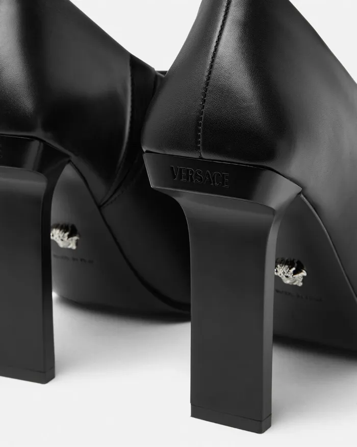 Versace Slice Ankle Boots 105 Mm Blacksilver Women Boots
