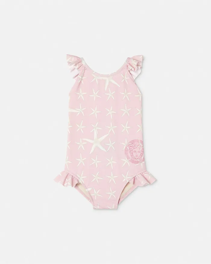 Versace Stella Marina Baby Swimsuit White Kids Underwear and Beachwear