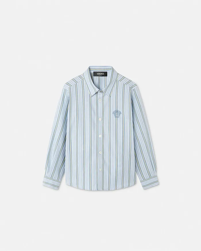 Versace Striped Medusa Shirt Light Blue Kids Shirts