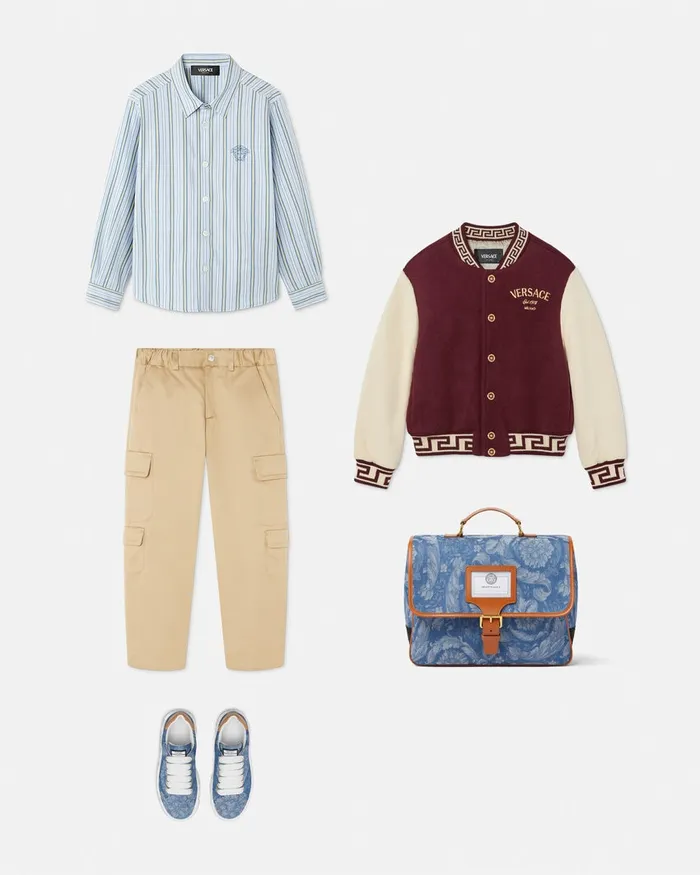 Versace Striped Medusa Shirt Light Blue Kids Shirts