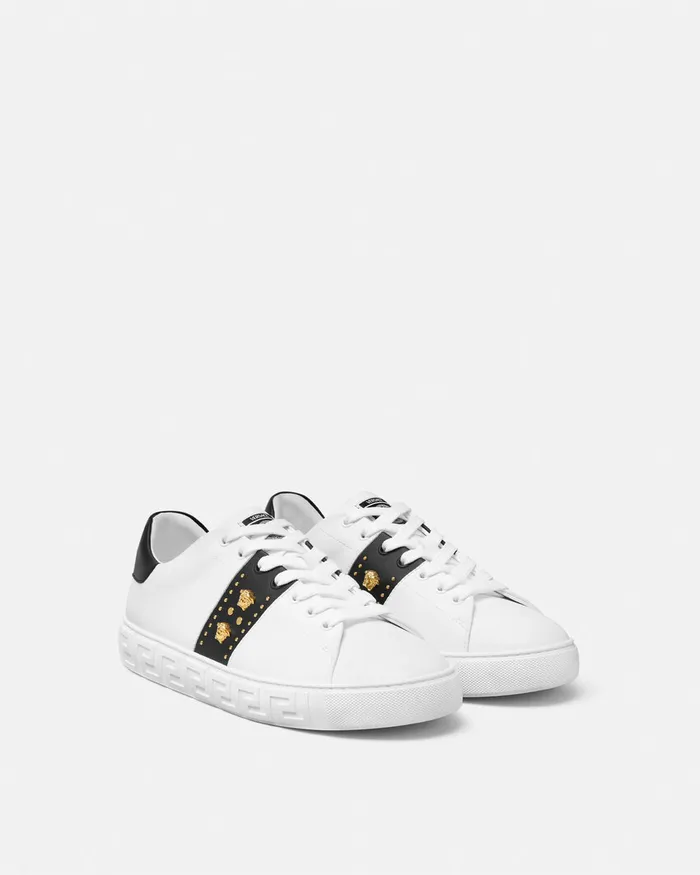 Versace Studded Greca Sneakers White Men Sneakers