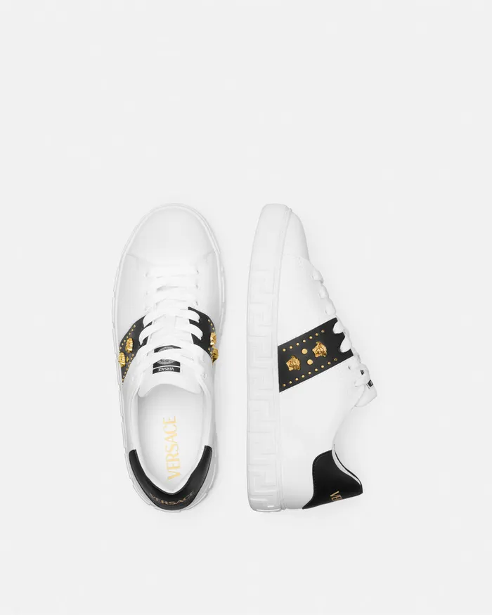 Versace Studded Greca Sneakers White Men Sneakers