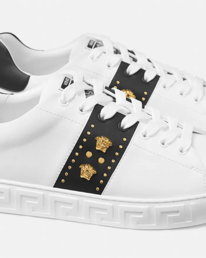 Versace Studded Greca Sneakers White Men Sneakers
