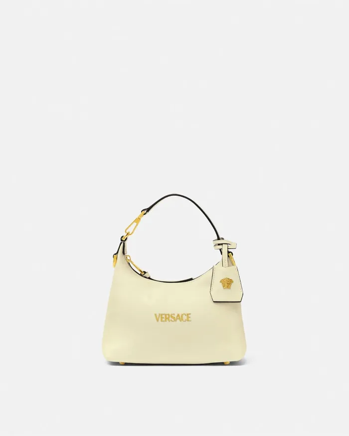 Versace Tag Hobo Handbag Yellow Women Top Handle
