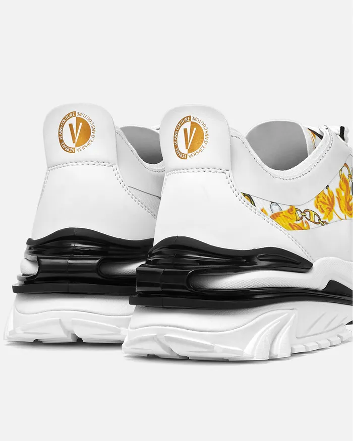 Versace Trail Trek Chain Couture Sneakers Whiteprint Men Jeans Couture