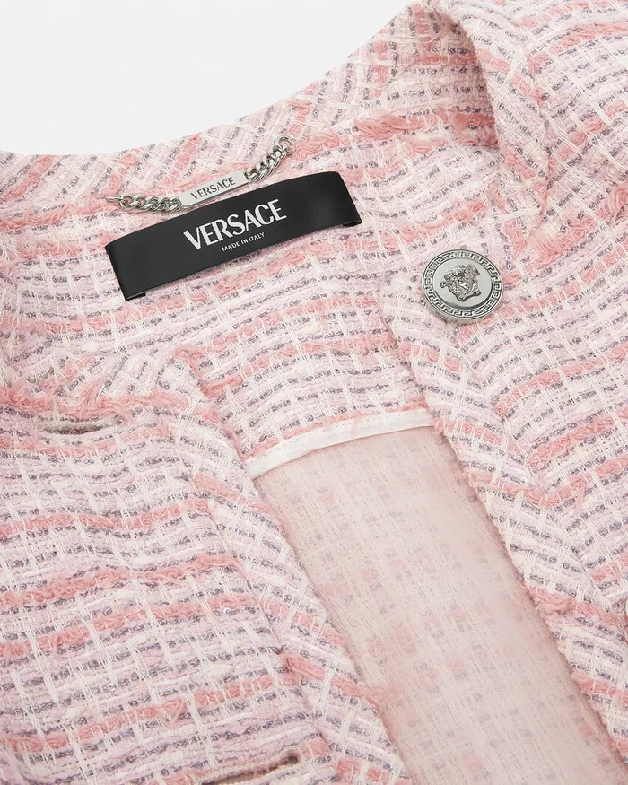 Versace Tweed Cardigan Jacket Light Pink Women Blazer and Jackets