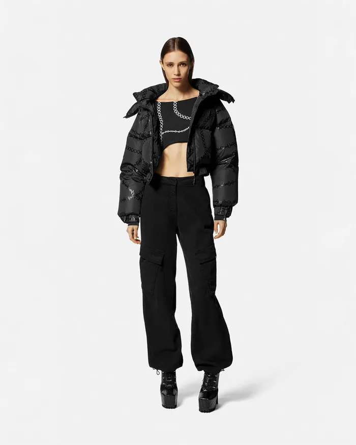 Versace VEmblem Cargo Jeans Blackprint Women Jeans Couture