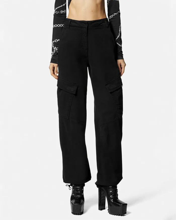Versace VEmblem Cargo Jeans Blackprint Women Jeans Couture