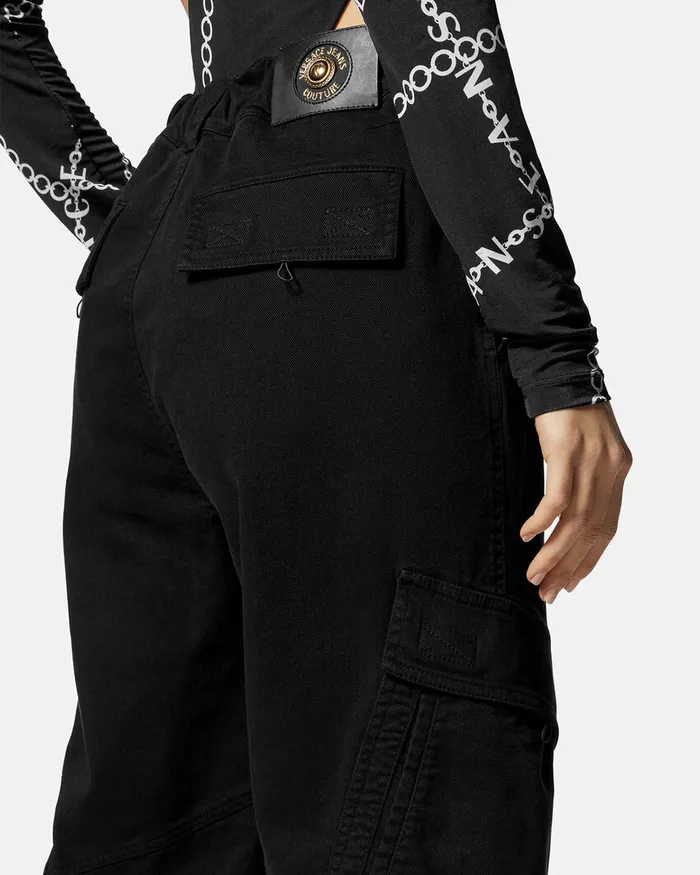Versace VEmblem Cargo Jeans Blackprint Women Jeans Couture