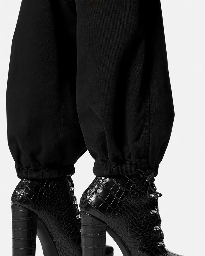 Versace VEmblem Cargo Jeans Blackprint Women Jeans Couture