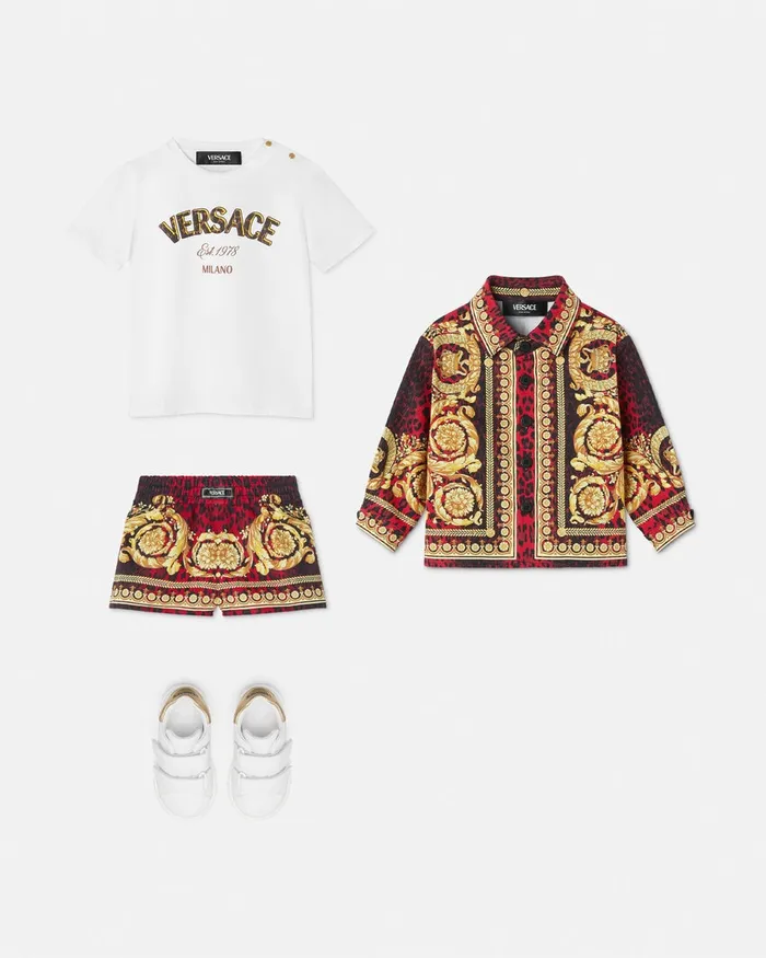 Versace Wild Barocco Baby Overshirt Printred Kids Shirts and Tshirts