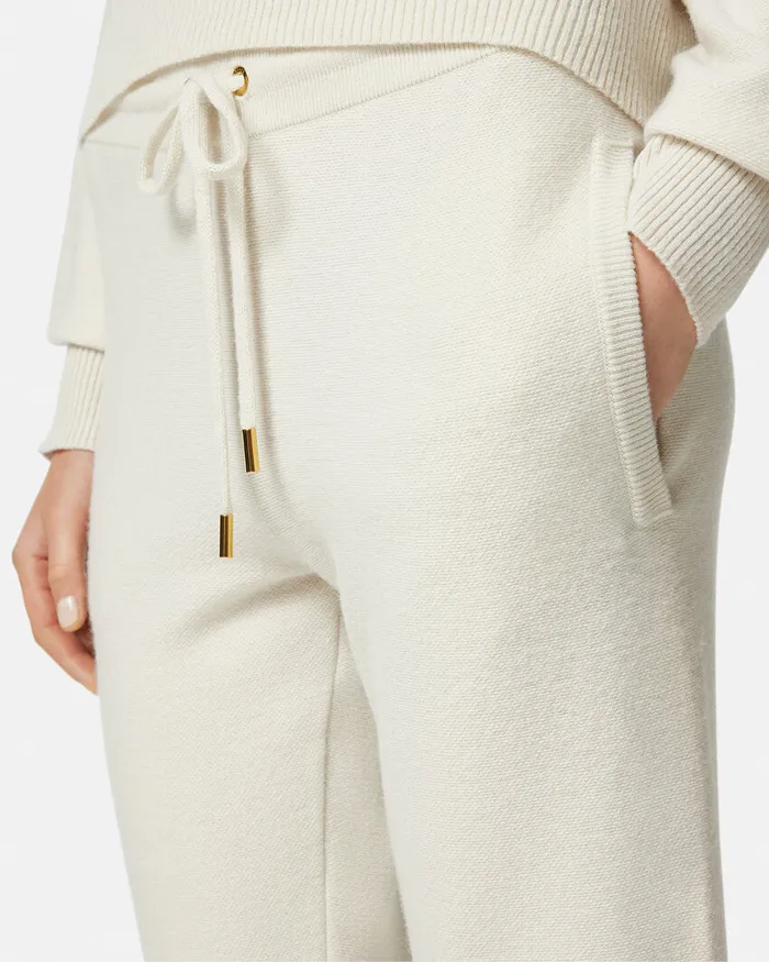 Versace WoolBlend Flared Towel Pants White Women Knitwear