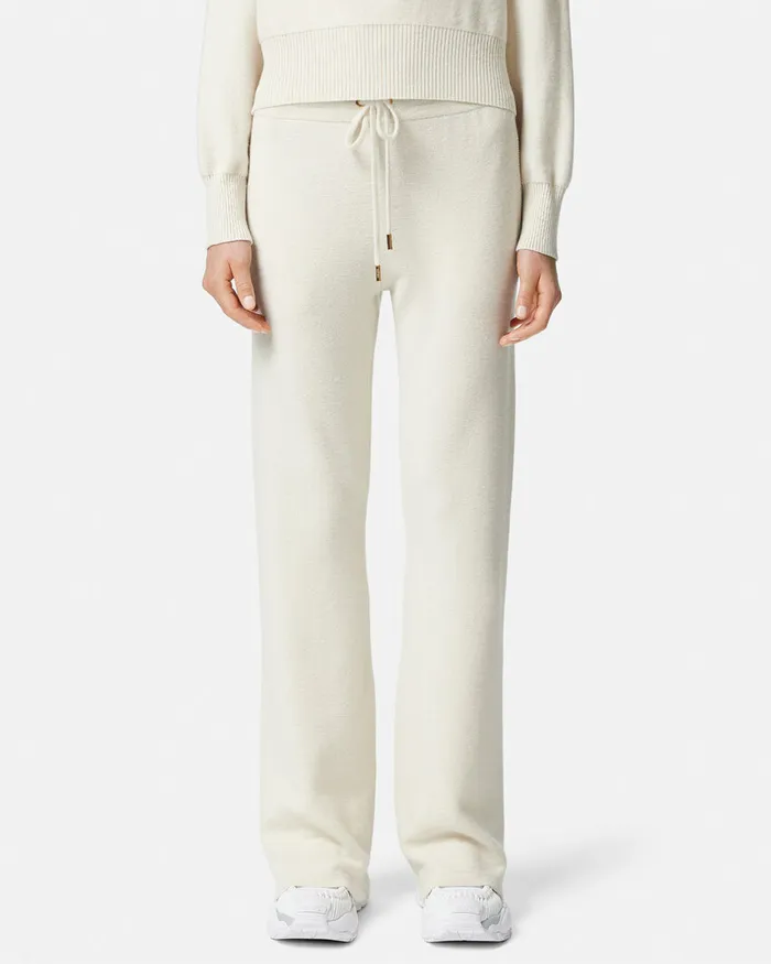 Versace WoolBlend Flared Towel Pants White Women Knitwear