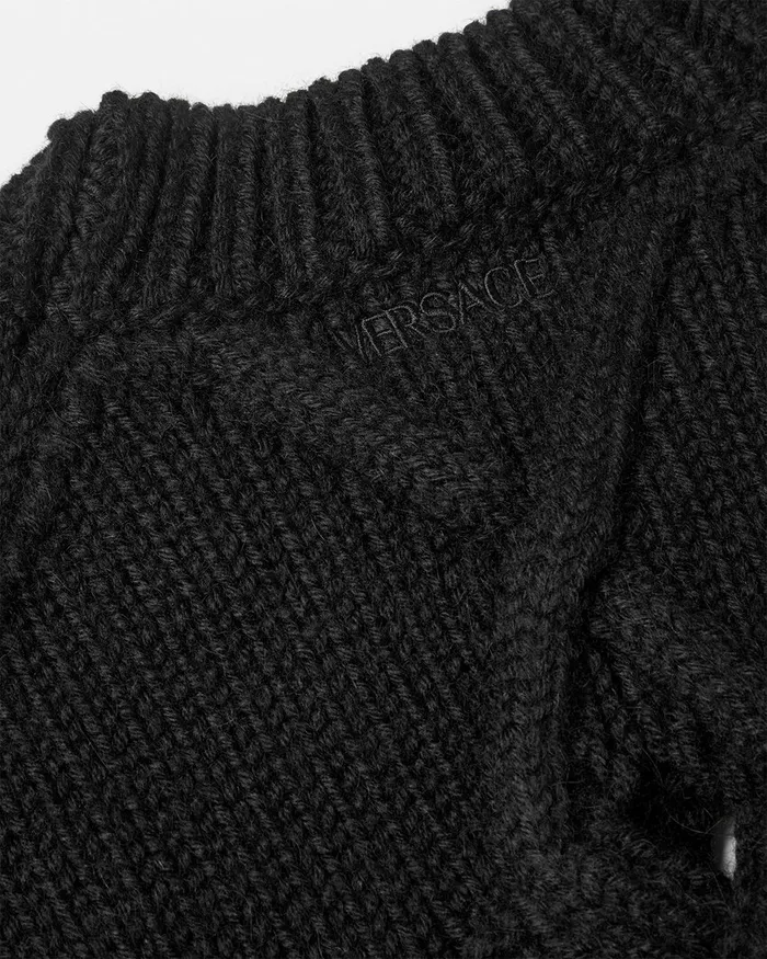 Versace Wool Cutout Sweater Black Men Knitwear