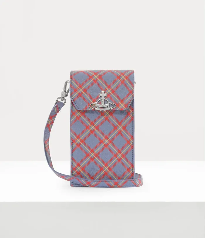 Vivienne Westwood Crossbody Bags WomenMen Phone Bag Blueorange Tartan