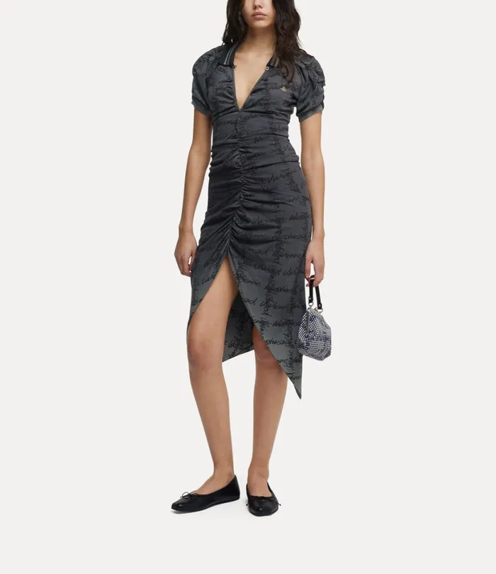 Vivienne Westwood Dresses Women Pulling Dress Grey Overdye Vw Grid
