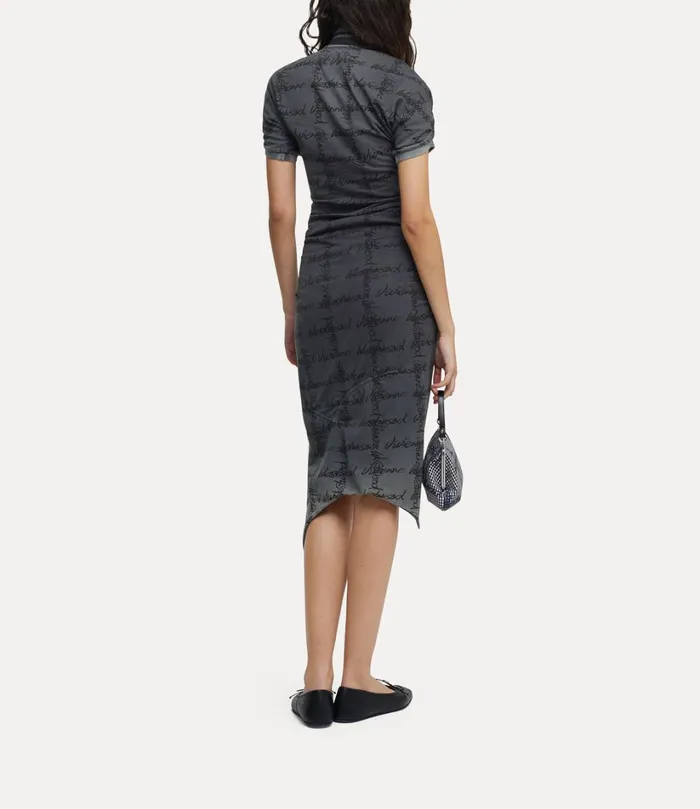 Vivienne Westwood Dresses Women Pulling Dress Grey Overdye Vw Grid