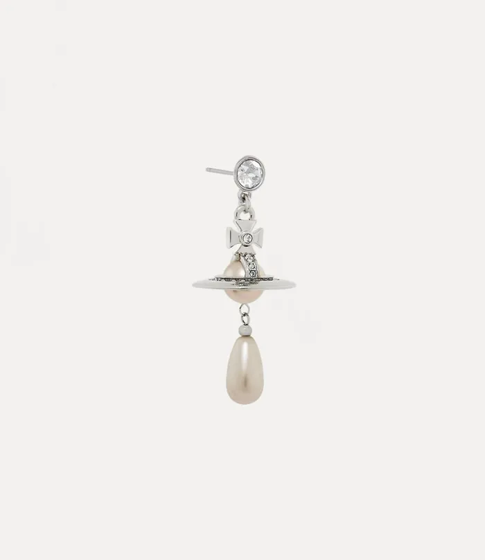 Vivienne Westwood Earrings Men Man Pearl Drop Single Earring Platinum Pearl Pearl Crystal Crystal