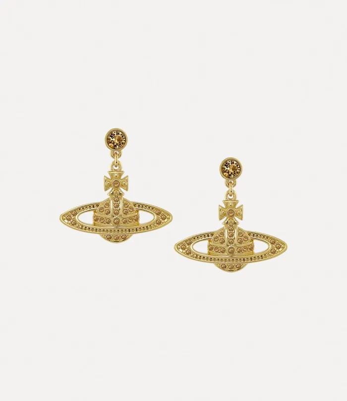 Vivienne Westwood Earrings Women Mini Bas Relief Drop Earrings Gold Light Colorado Topaz Vivienne Westwood Earrings Women Mini Bas Relief Drop Earrings Gold Light Colorado Topaz