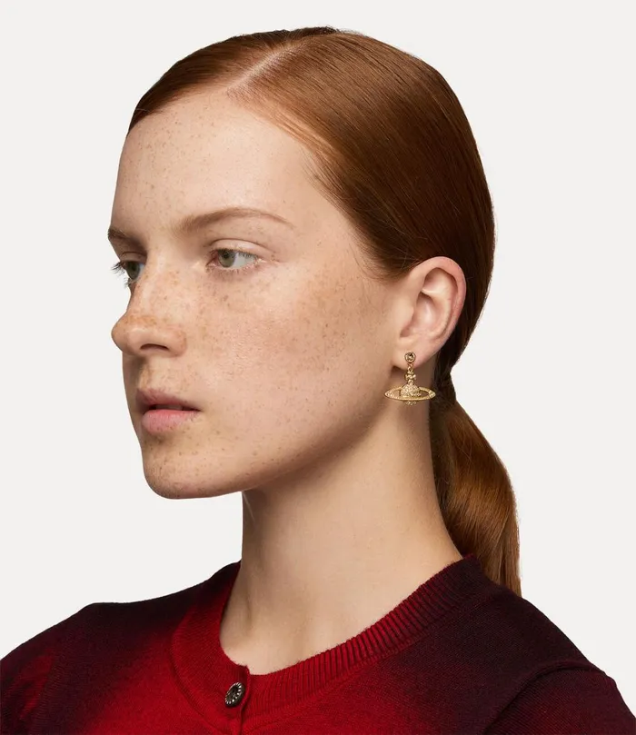 Vivienne Westwood Earrings Women Mini Bas Relief Drop Earrings Gold Light Colorado Topaz