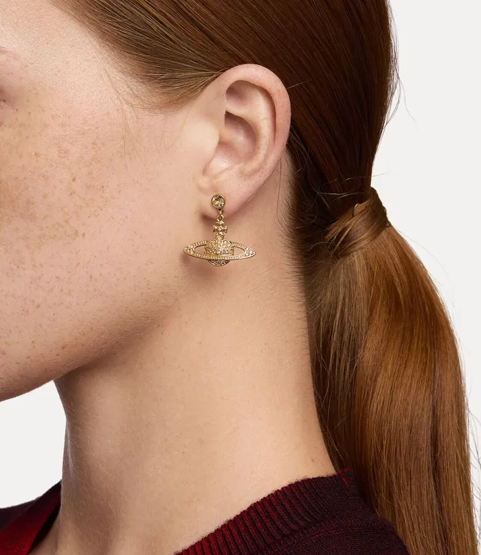 Vivienne Westwood Earrings Women Mini Bas Relief Drop Earrings Gold Light Colorado Topaz
