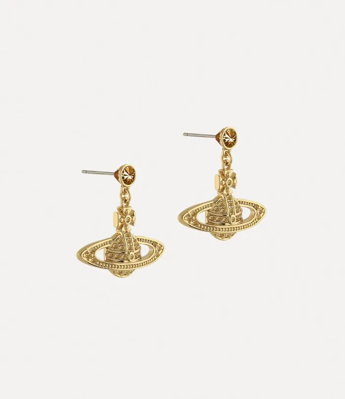 Vivienne Westwood Earrings Women Mini Bas Relief Drop Earrings Gold Light Colorado Topaz