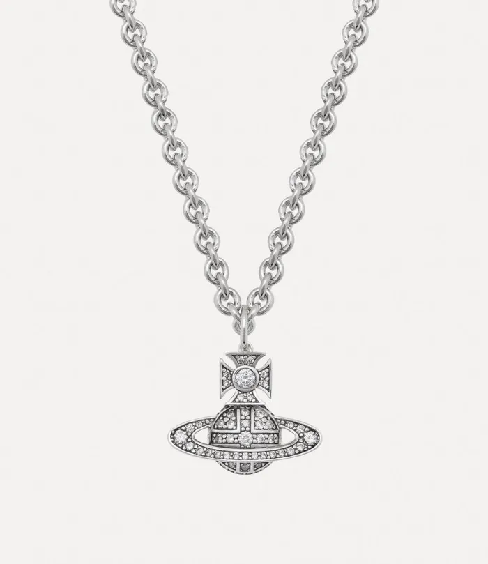 Vivienne Westwood Necklaces Men Man Carmelo Bas Relief Pendant Necklace Antique Platinum Platinum White Cz