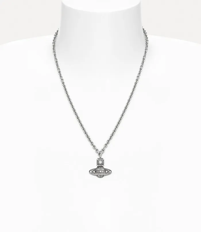 Vivienne Westwood Necklaces Men Man Carmelo Bas Relief Pendant Necklace Antique Platinum Platinum White Cz