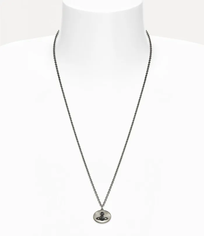 Vivienne Westwood Necklaces Men Man Eliza Pendant Necklace Ruthenium Grey White Mop