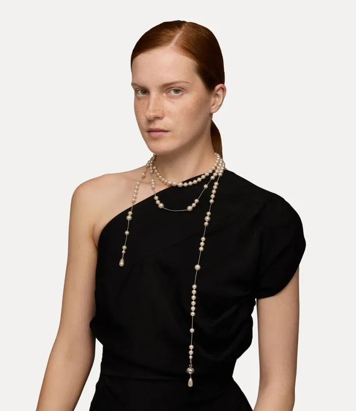Vivienne Westwood Necklaces Women Broken Pearl Necklace Platinumpearlmulti