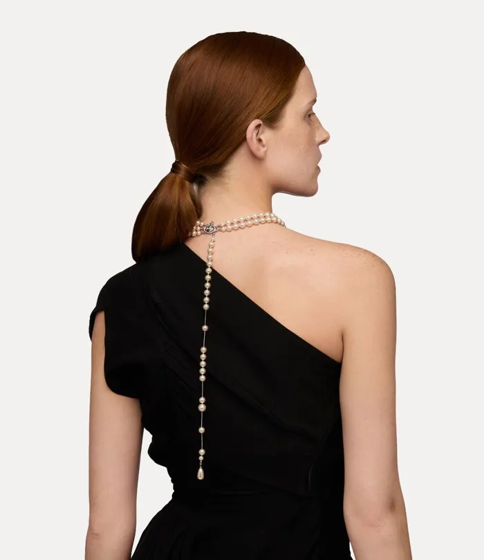 Vivienne Westwood Necklaces Women Broken Pearl Necklace Platinumpearlmulti
