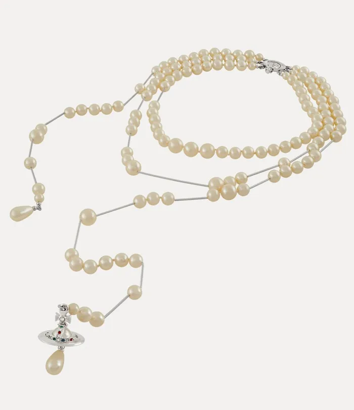 Vivienne Westwood Necklaces Women Broken Pearl Necklace Platinumpearlmulti