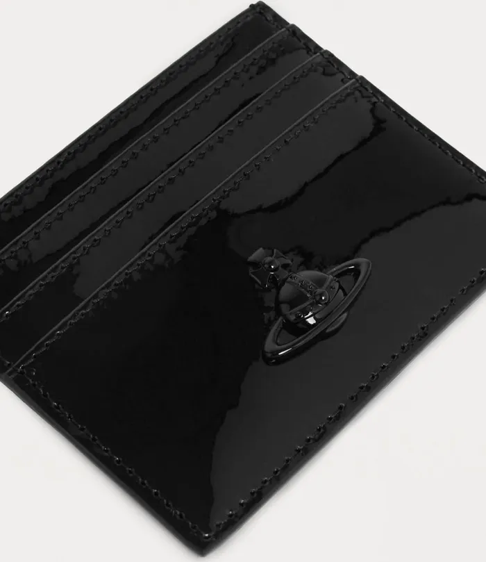 Vivienne Westwood Wallets And Purses Women Flat Card Holder Black Enamel Orb