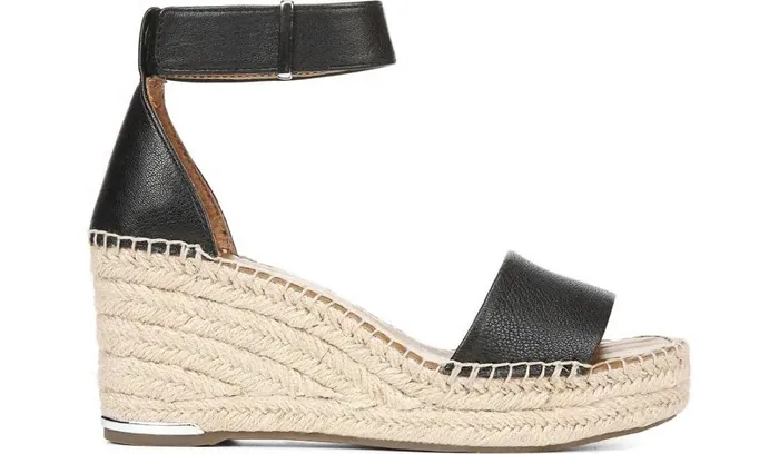 Wedges Women Franco Sarto Franco Clemens Espadrille Wedge Sandal Black Leather