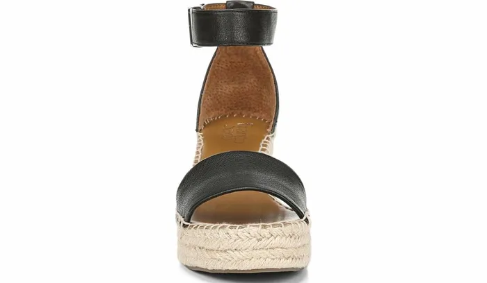 Wedges Women Franco Sarto Franco Clemens Espadrille Wedge Sandal Black Leather