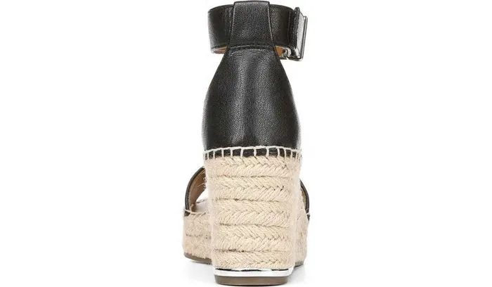 Wedges Women Franco Sarto Franco Clemens Espadrille Wedge Sandal Black Leather