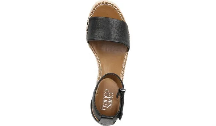 Wedges Women Franco Sarto Franco Clemens Espadrille Wedge Sandal Black Leather