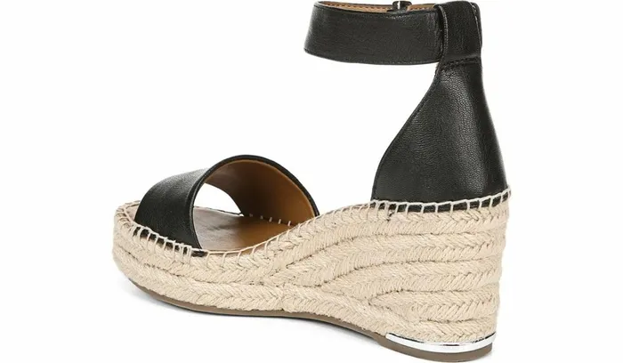 Wedges Women Franco Sarto Franco Clemens Espadrille Wedge Sandal Black Leather