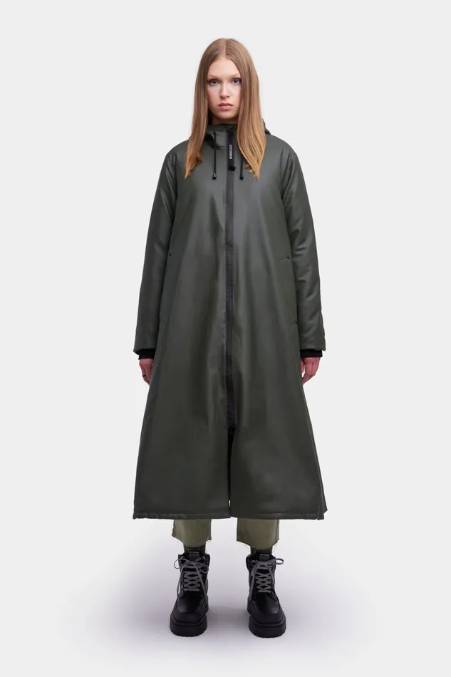 Winter Coats Women Stutterheim Mosebacke Long Winter Jacket Green