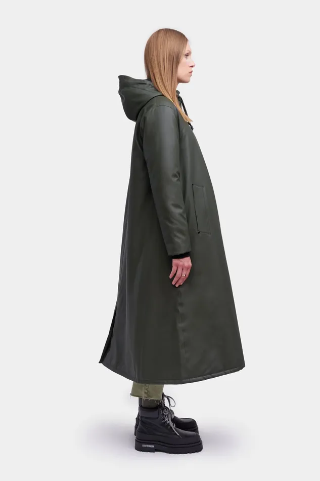 Winter Coats Women Stutterheim Mosebacke Long Winter Jacket Green
