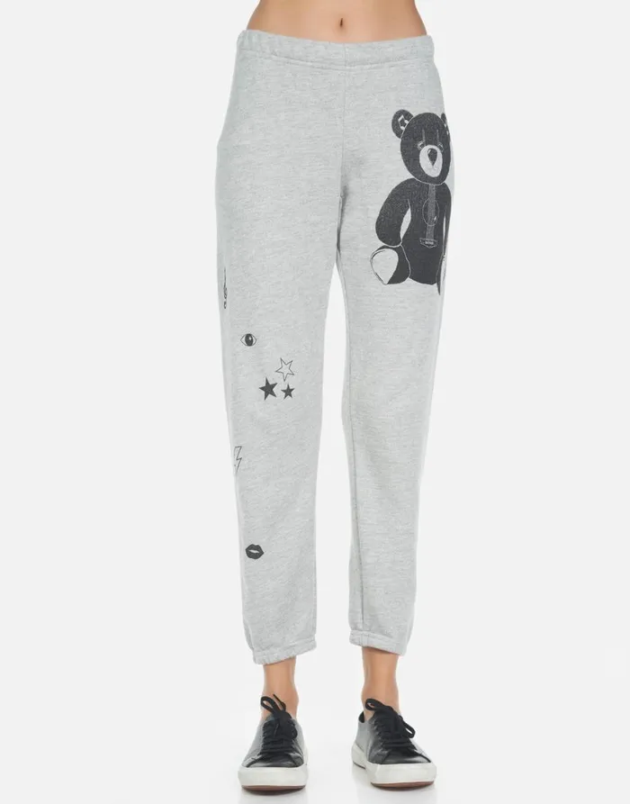 Women039s Alana Guitar Bear Heather Grey Lauren Moshi Crop Sweatpants