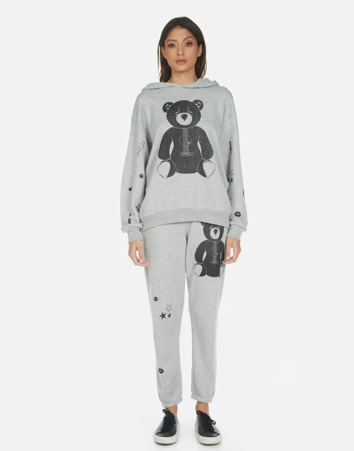 Women039s Alana Guitar Bear Heather Grey Lauren Moshi Crop Sweatpants