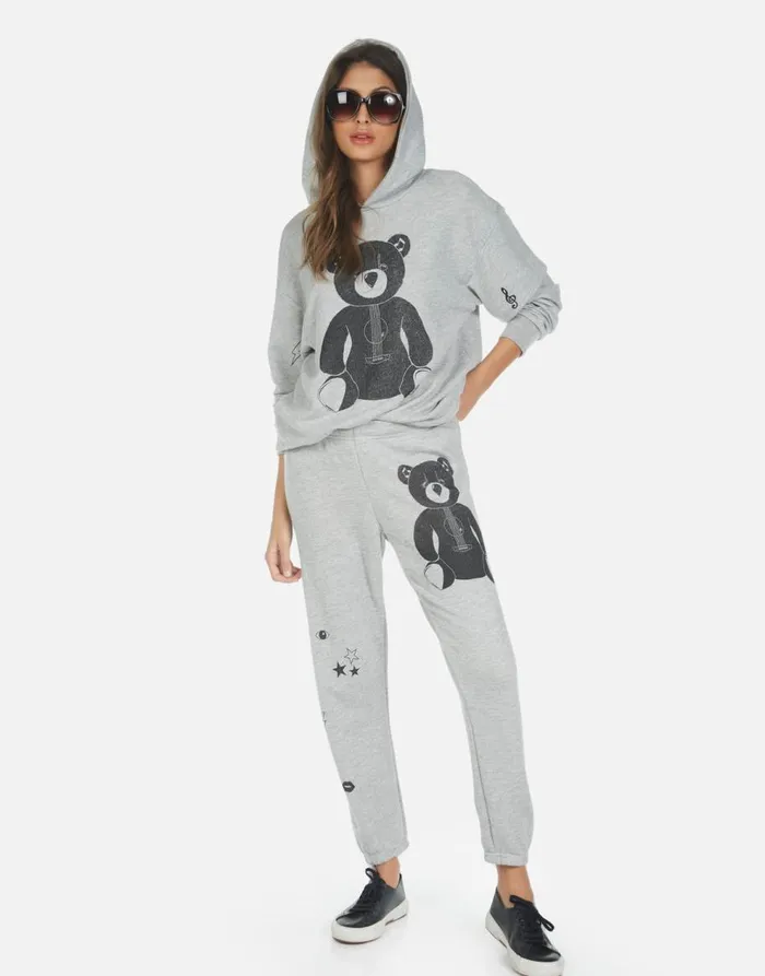 Women039s Alana Guitar Bear Heather Grey Lauren Moshi Crop Sweatpants