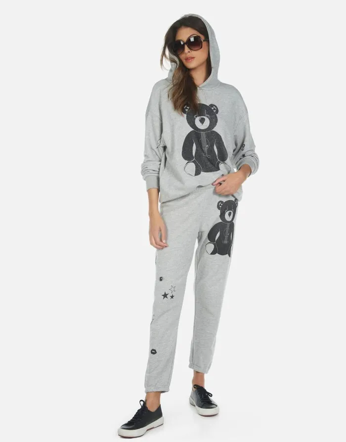 Women039s Alana Guitar Bear Heather Grey Lauren Moshi Crop Sweatpants