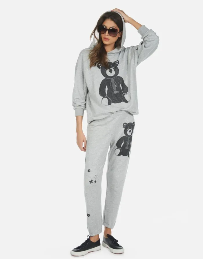 Women039s Alana Guitar Bear Heather Grey Lauren Moshi Crop Sweatpants