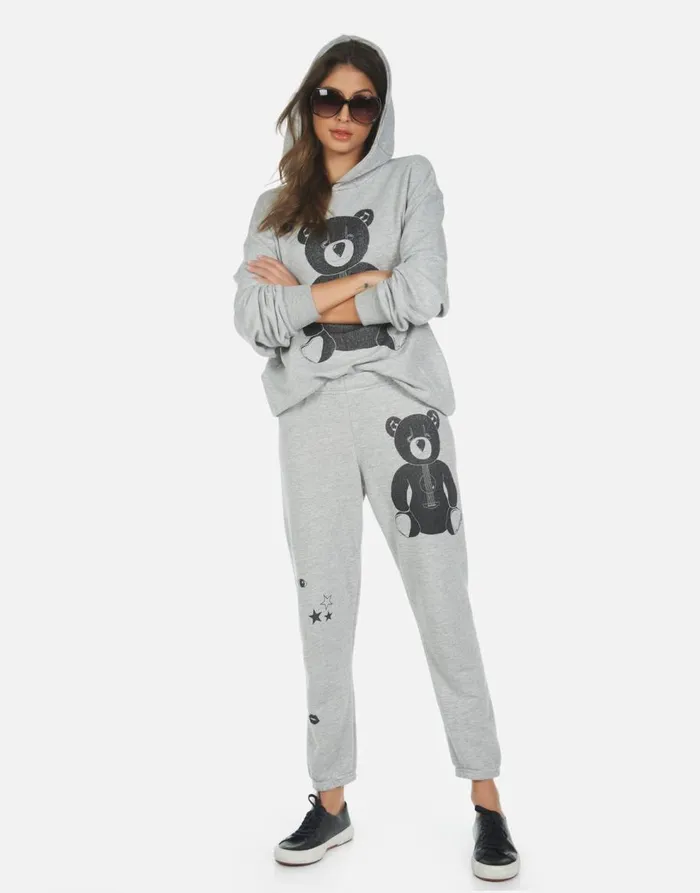 Women039s Alana Guitar Bear Heather Grey Lauren Moshi Crop Sweatpants
